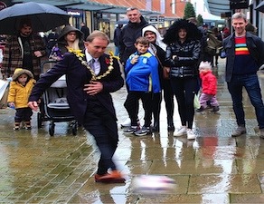 Maidstone Mayor Cllr Derek Mortimer opens Soccor Show exhibition