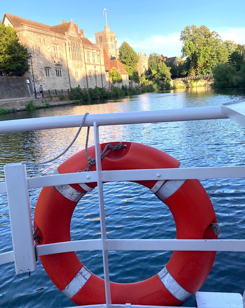 The Kentish Lady approaches the Archbishop's Palace, Maidstone