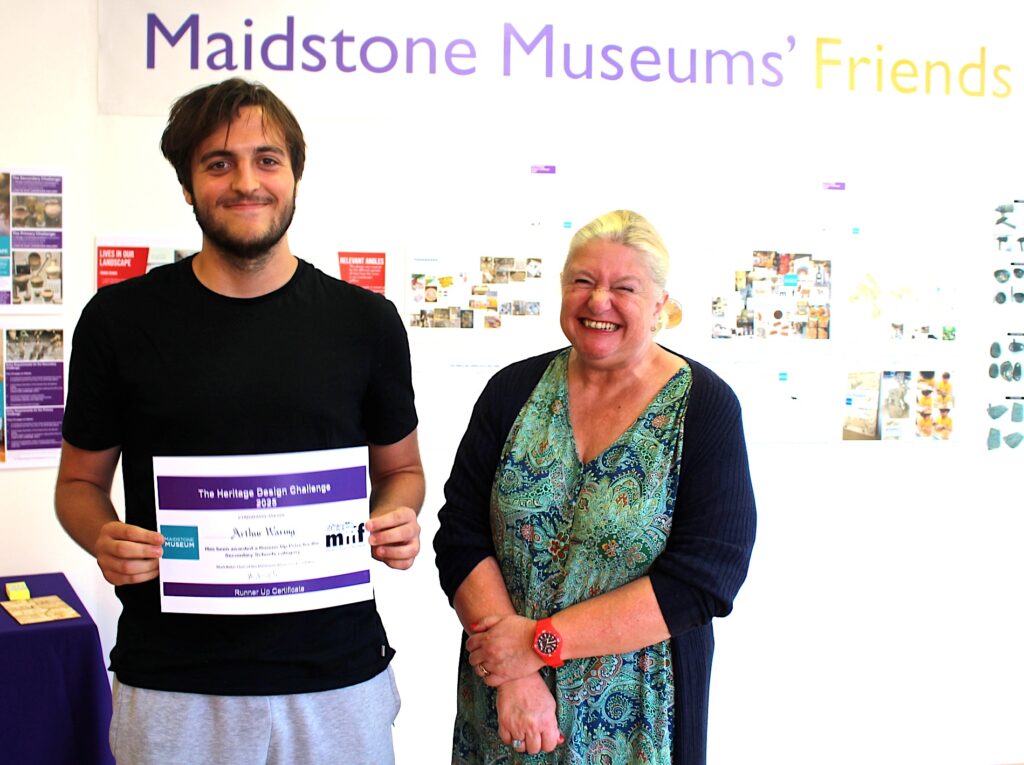 MMF Heritage Awards, Runner-up Arthuur Waring, Queen Elizabeth's Grammar School, with MMF President Victoria Wallace.