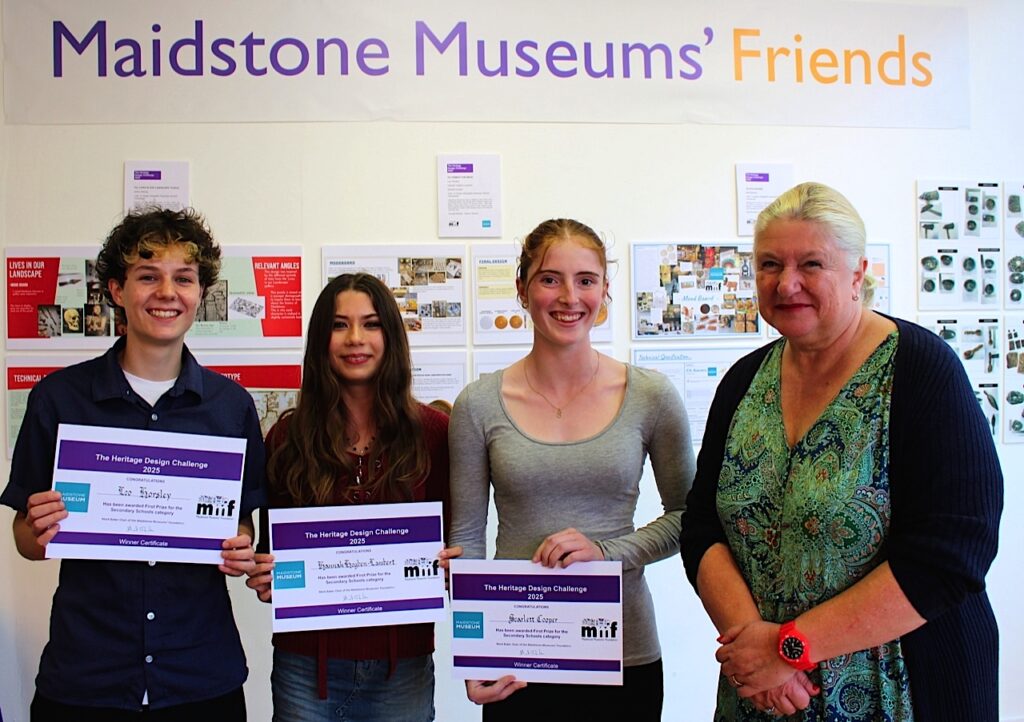 MMF Heritage Awards, Leo, Hannah and Scarlett from Queen Elizabeth's Grammar School, winners for their Roman Coin Maze product