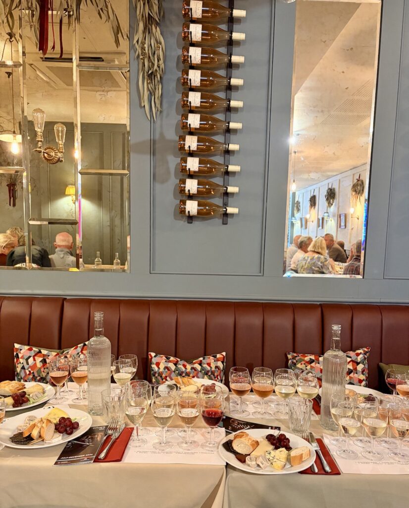 8 sampling wines and cheese and biscuits